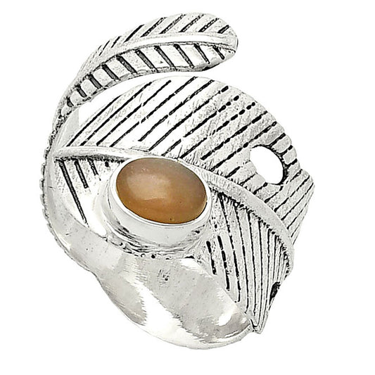 Adjustable Feather - Rose Quartz Ring size-7.5 R-1473 SDR237029