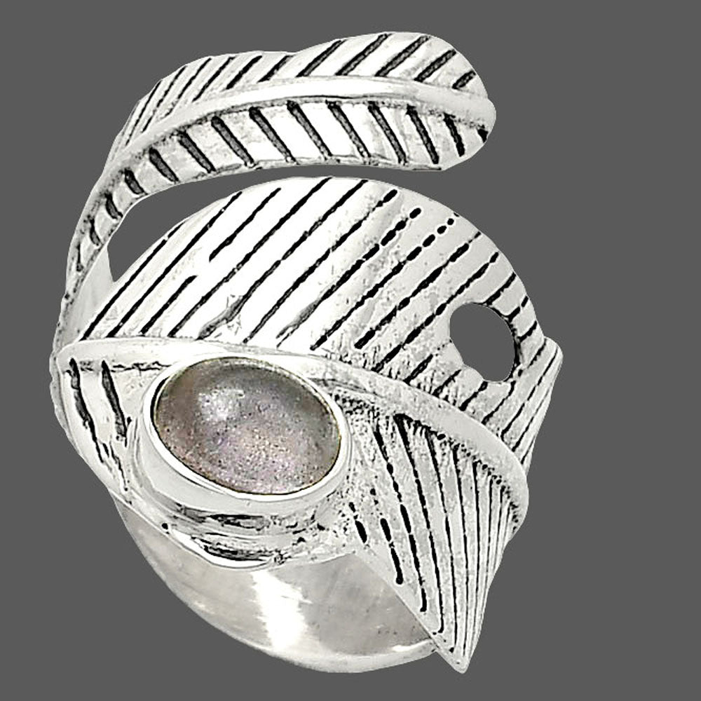 Adjustable Feather - Amethyst Cab Ring size-6 R-1473 SDR237038