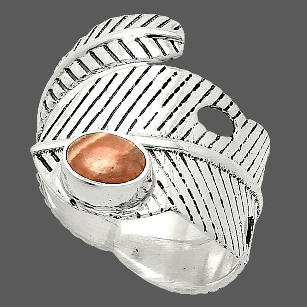 Adjustable Feather Rhodochrosite Argentina Ring size-8.5 R-1473 SDR237039