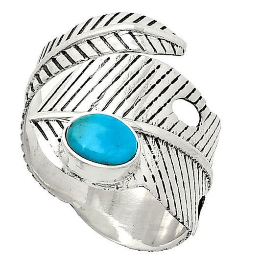 Adjustable Feather - Natural Turquoise Morenci Mine Ring size-8 R-1473 SDR237050