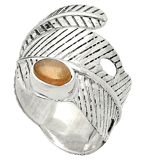 Adjustable Feather - Sunstone Ring size-8 R-1473 SDR237053