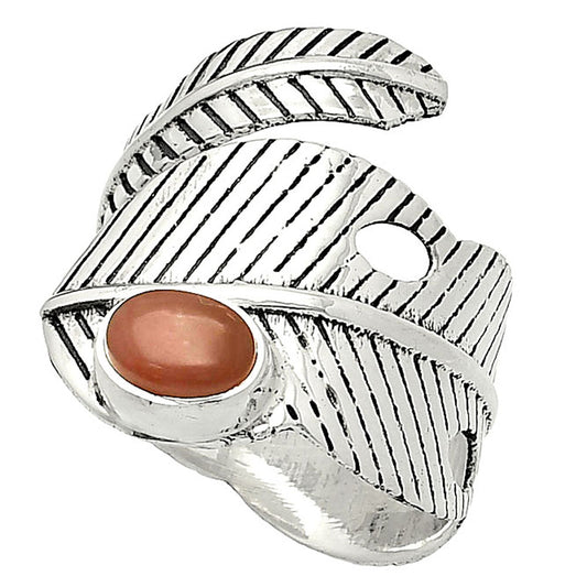 Adjustable Feather - Guava Quartz Ring size-8 R-1473 SDR237054