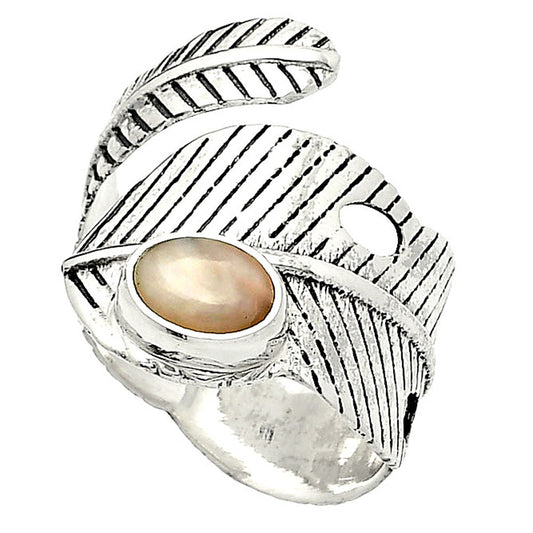 Adjustable Feather - Pink Opal Ring size-8 R-1473 SDR237057