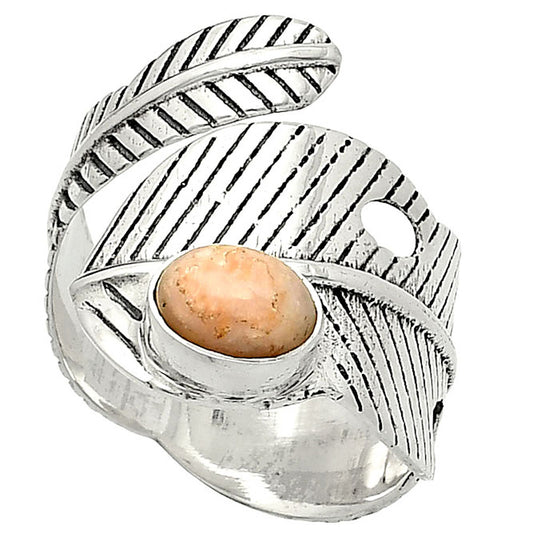 Adjustable Feather - Pink Opal Ring size-8 R-1473 SDR237058