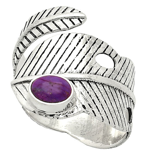 Adjustable Feather Copper Purple Turquoise Ring size-9.5 R-1473 SDR237071