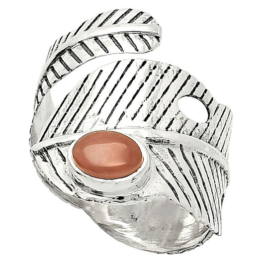 Adjustable Feather - Guava Quartz Ring size-8 R-1473 SDR237077