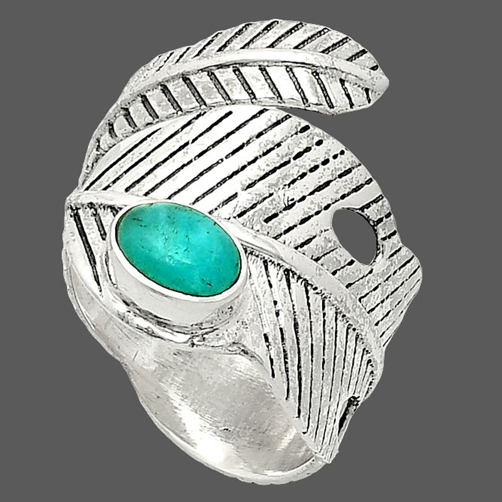 Adjustable Feather - Paraiba Amazonite Ring size-7.5 R-1473 SDR237087