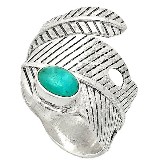 Adjustable Feather - Paraiba Amazonite Ring size-7.5 R-1473 SDR237087