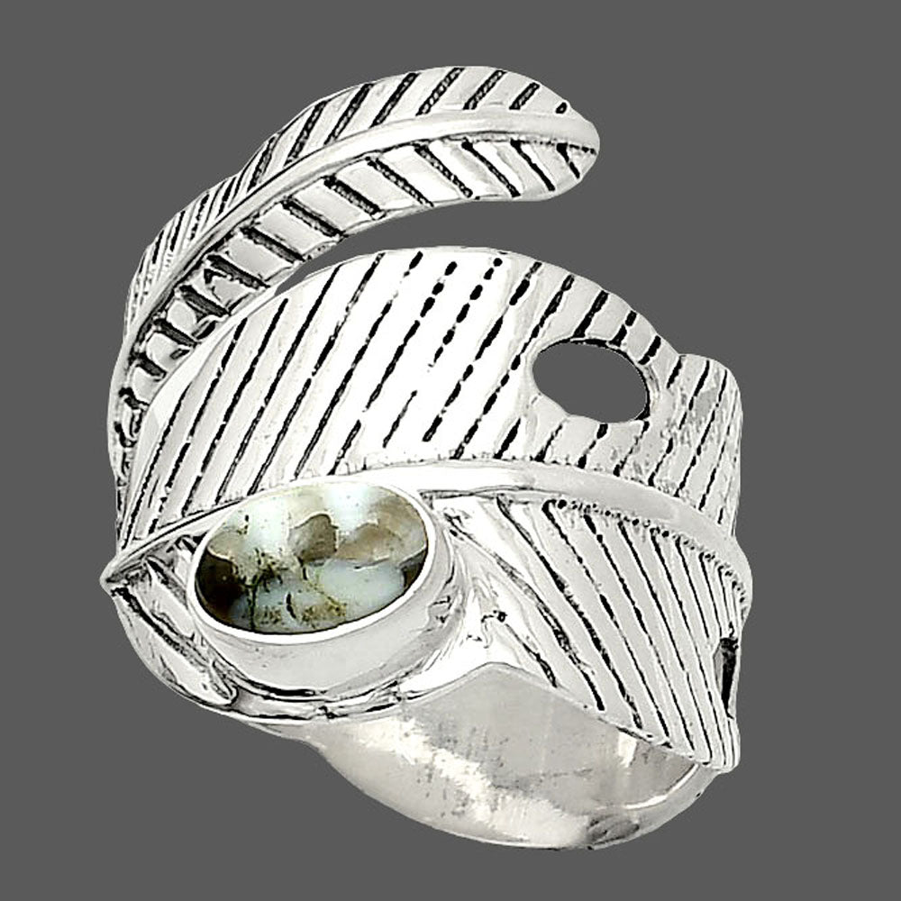 Adjustable Feather - Sesame Jasper Ring size-6.5 R-1473 SDR237090