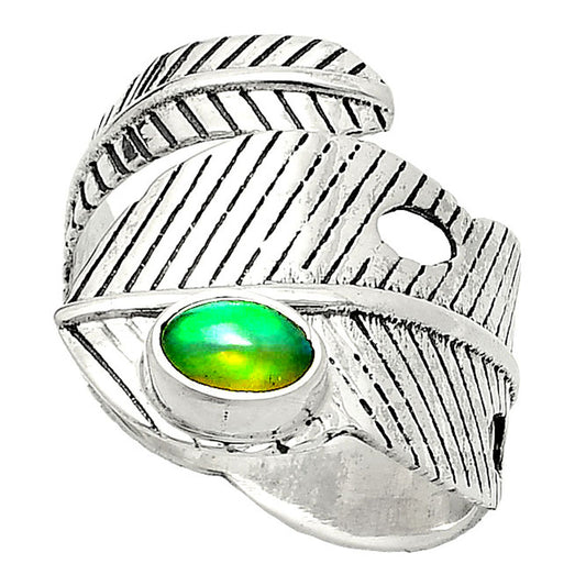 Adjustable Feather Ethiopian Opal Ring size-8.5 R-1473 SDR237100
