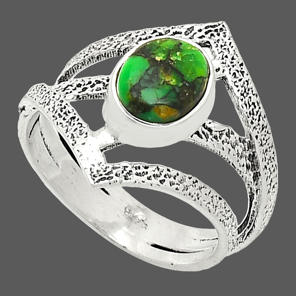 Natural Green Matrix Turquoise Ring size-8 R-1471 SDR237970