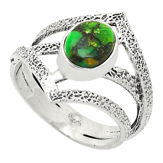 Natural Green Matrix Turquoise Ring size-8 R-1471 SDR237970