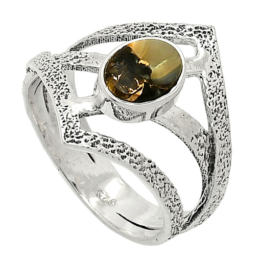 Natural Copper Abalone Shell Ring size-8 R-1471 SDR237990