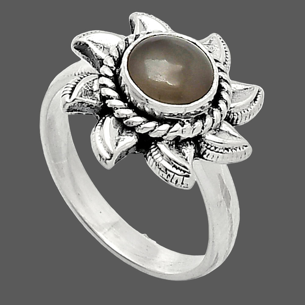 Sun - Natural Gray Moonstone Ring size-7.5 R-1617 SDR238499