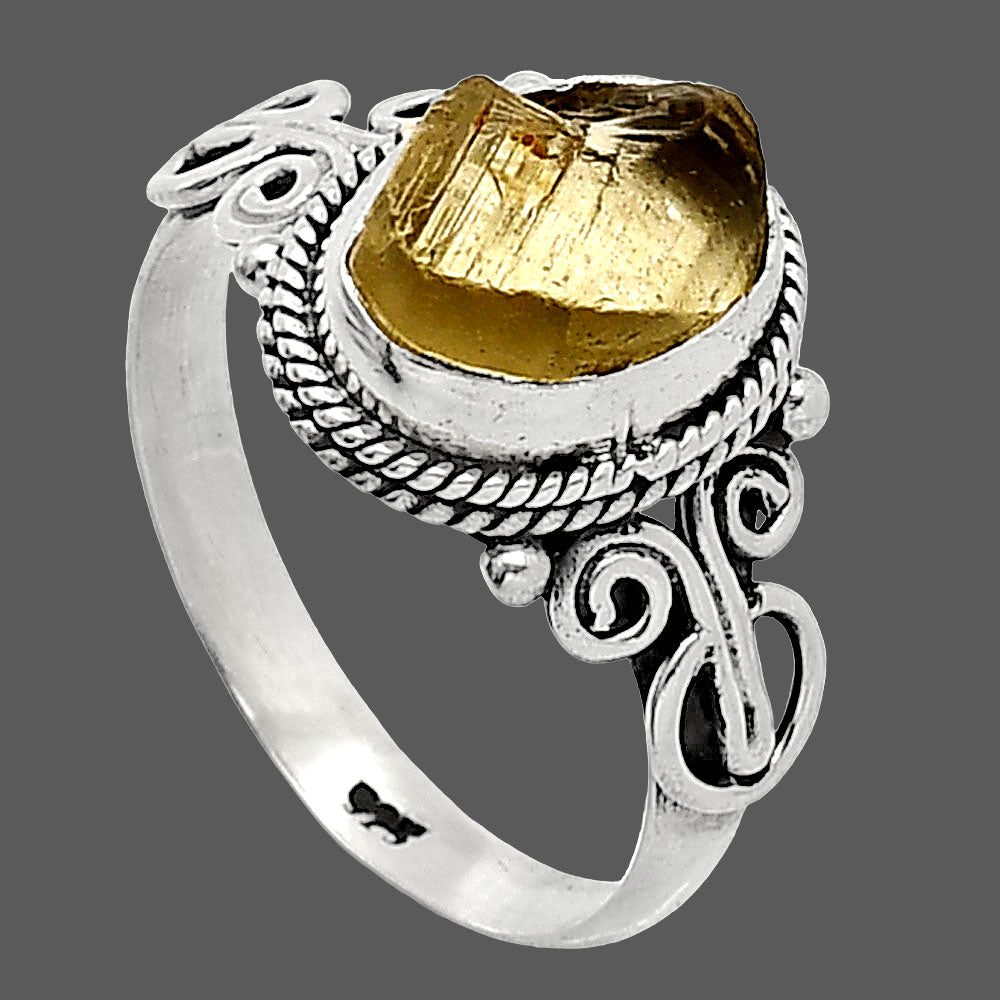 Natural Yellow Scapolite Rough Ring size-8 R-1345 SDR238615