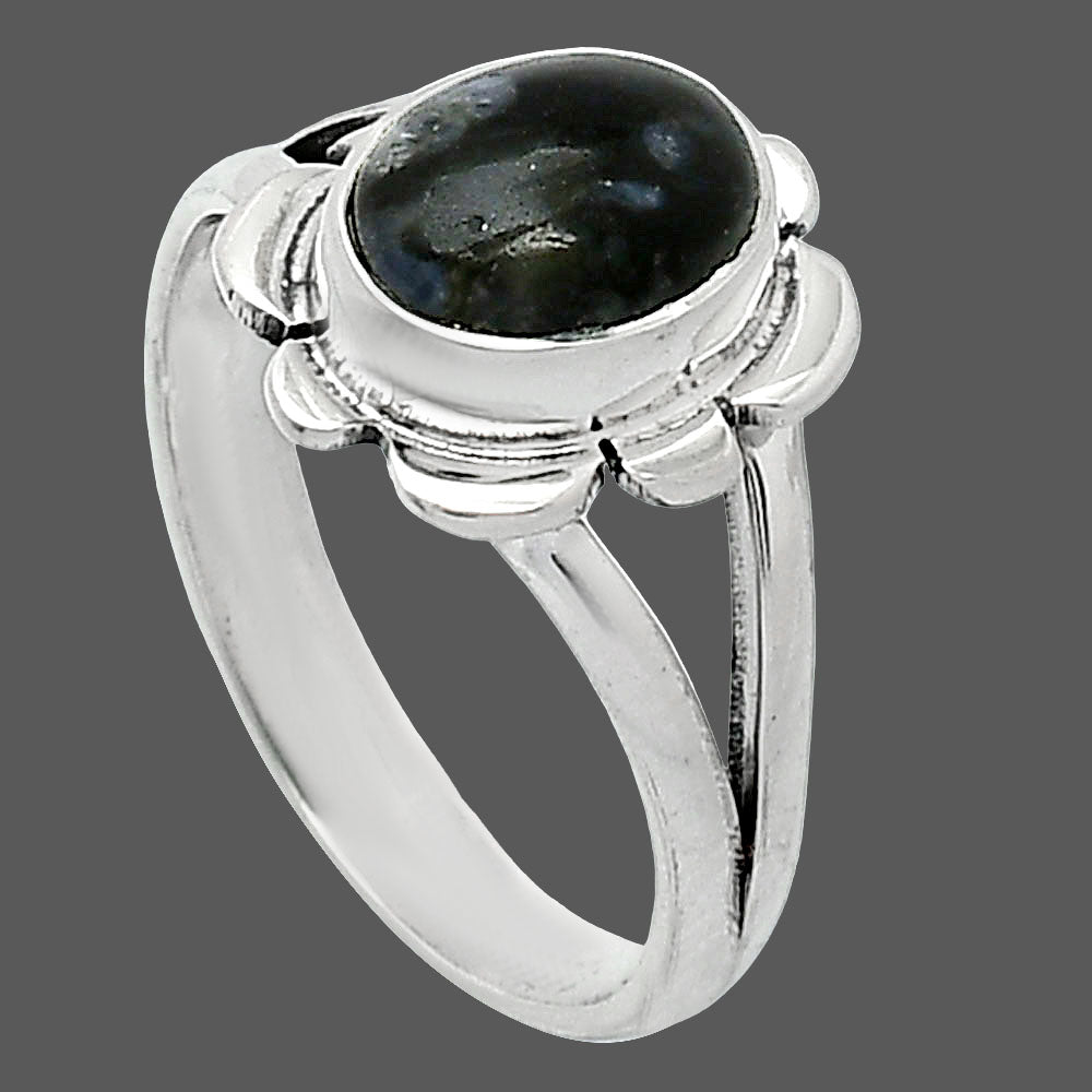 Llanite Blue Opal Crystal Sphere Ring size-7.5 R-1342 SDR240148