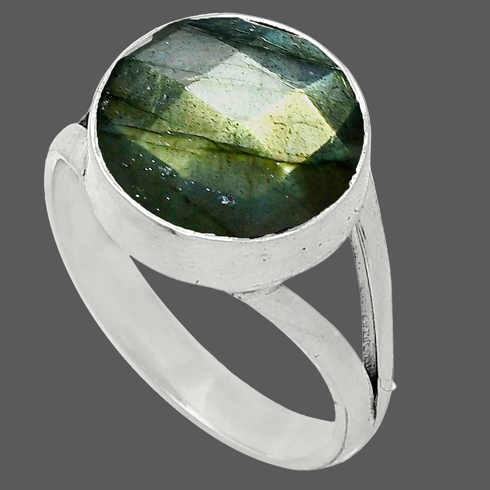 Spectrolite Labradorite Checker Ring size-7.5 R-1002 SDR240395
