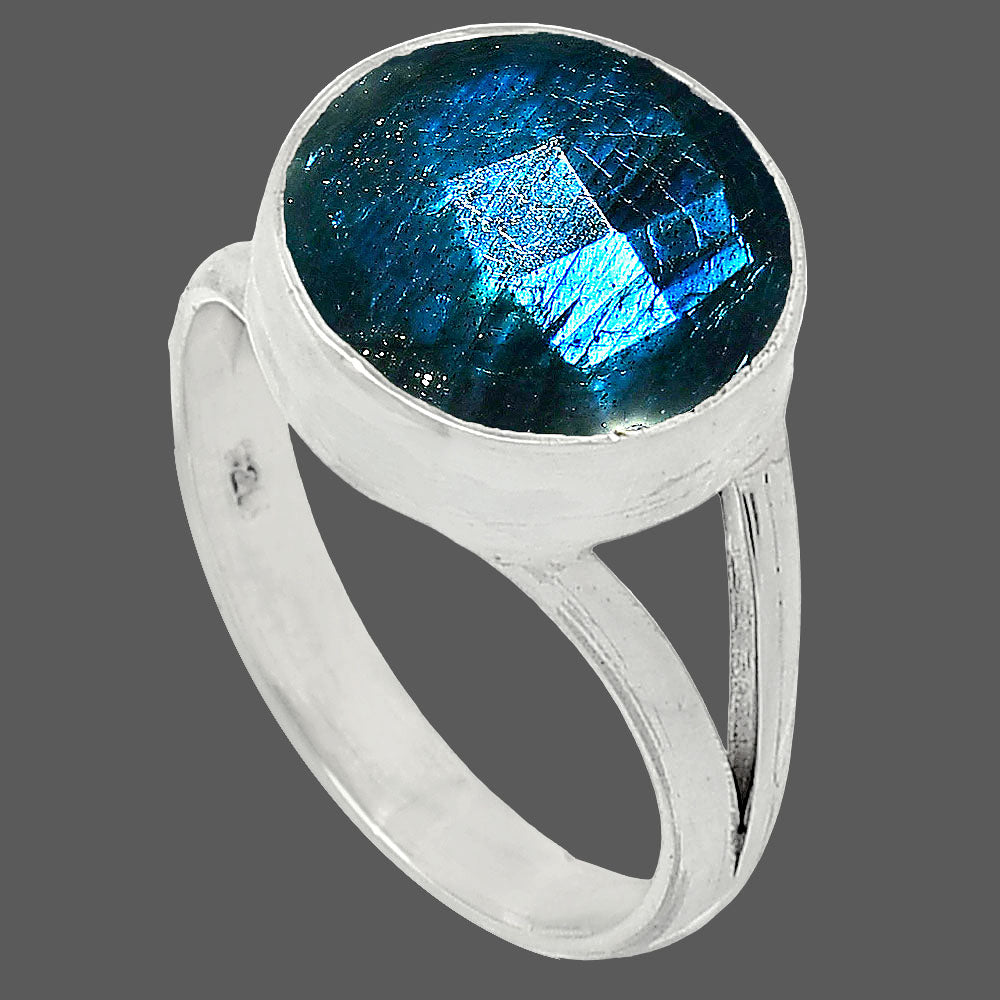 Natural Blue Labradorite Checker Ring size-7 R-1002 SDR240400