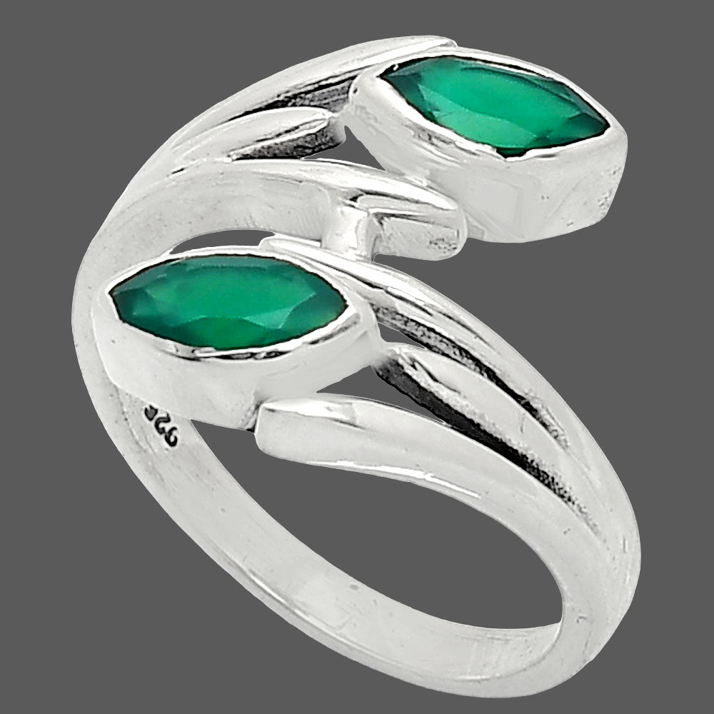 Natural Green Onyx Ring size-7.5 R-1023 SDR241542
