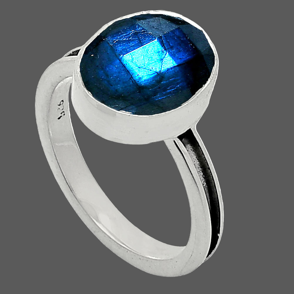 Natural Blue Labradorite Checker Ring size-7 R-1056 SDR241957