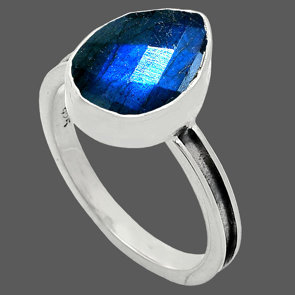 Natural Blue Labradorite Checker Ring size-8.5 R-1056 SDR241972