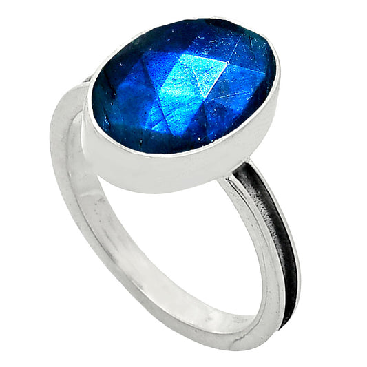 Natural Blue Labradorite Checker Ring size-8.5 R-1056 SDR242004