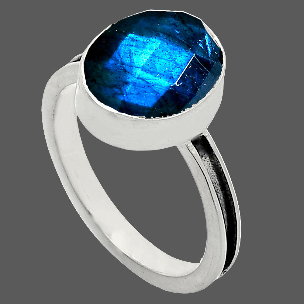 Natural Blue Labradorite Checker Ring size-8 R-1056 SDR242013