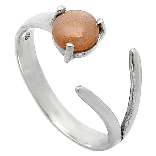 Adjustable - Natural Peach Moonstone Ring size-7 R-1176 SDR242266