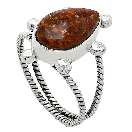 Natural Red Moss Agate Ring size-9 R-1268 SDR242929