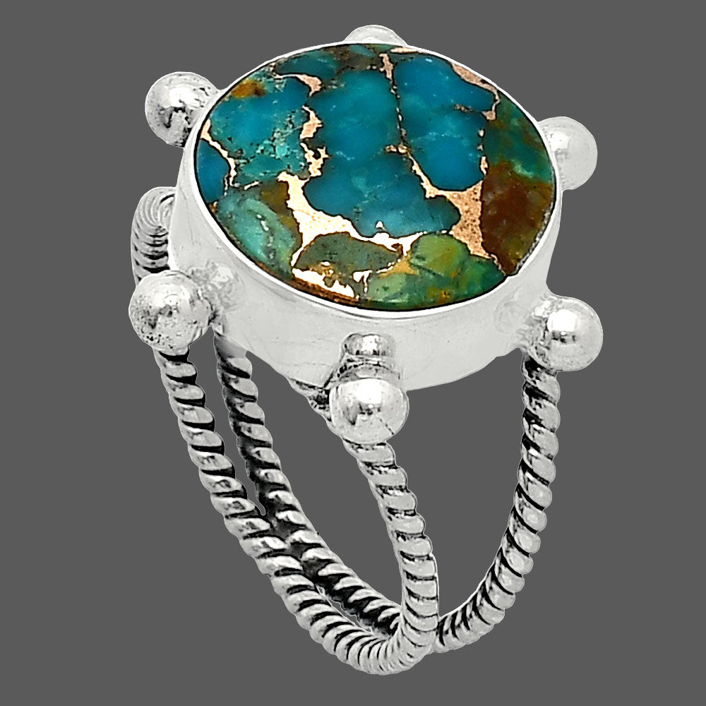 Blue Turquoise In Green Mohave - USA Ring size-7 R-1268 SDR242974