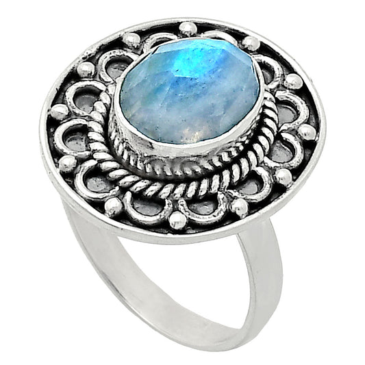 Rainbow Moonstone Checker - India Ring size-7.5 R-1256 SDR243154