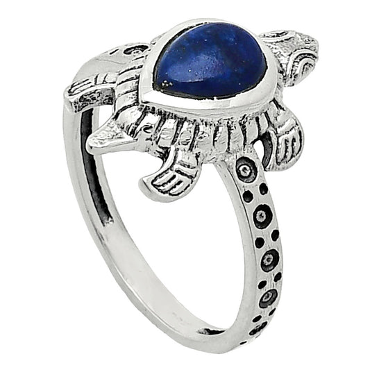Tortoise - Natural Lapis Lazuli Ring size-7 R-1076 SDR243259