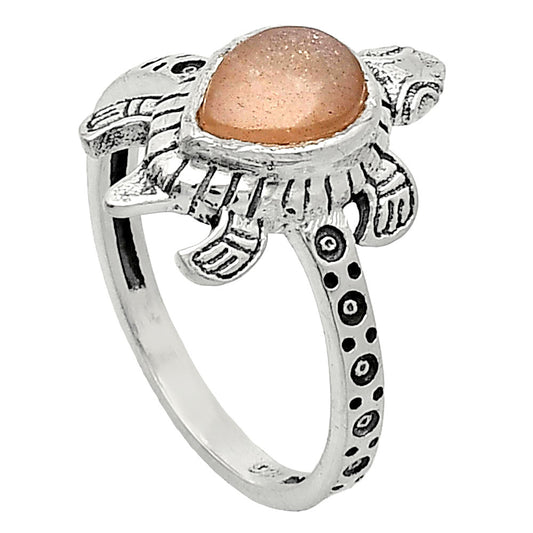 Tortoise - Sunstone - Namibia Ring size-8.5 R-1076 SDR243325