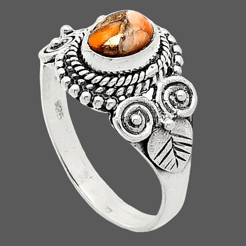 Kingman Orange Dahlia Turquoise Ring size-7 R-1280 SDR243582