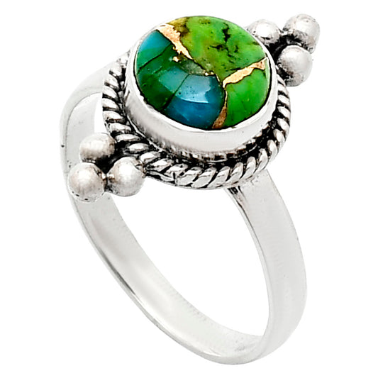 Blue Turquoise In Green Mohave - USA Ring size-8 R-1127 SDR243687
