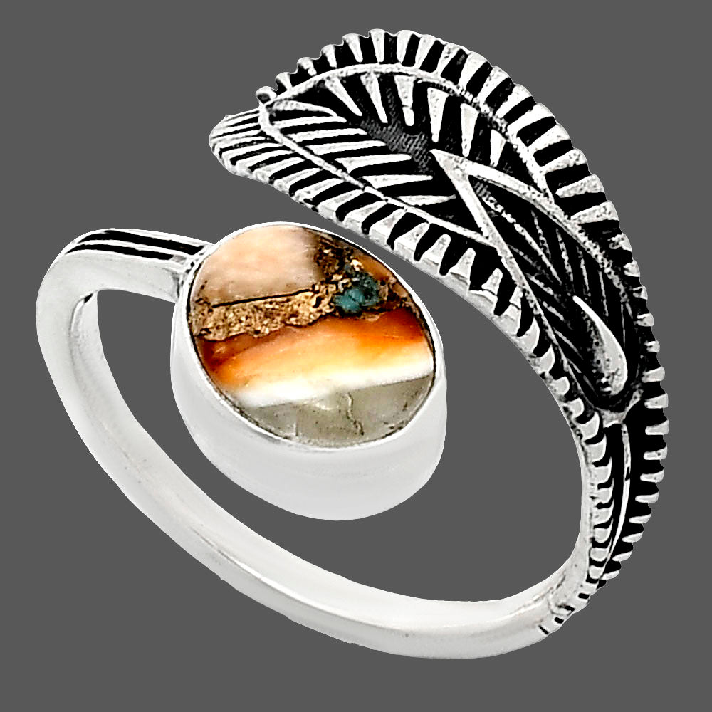 Adjustable Spiny Oyster Turquoise Ring size-8.5 R-1116 SDR243780