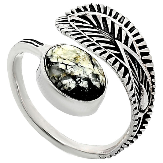 Adjustable Authentic White Buffalo Turquoise Nevada Ring size-7.5 R-1116 SDR243814