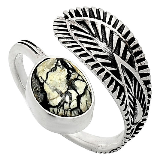 Adjustable Authentic White Buffalo Turquoise Nevada Ring size-7.5 R-1116 SDR243815