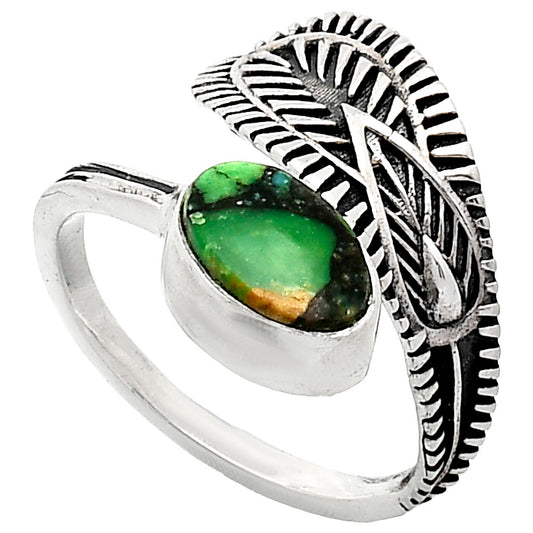 Adjustable Green Matrix Turquoise Ring size-7.5 R-1116 SDR243826
