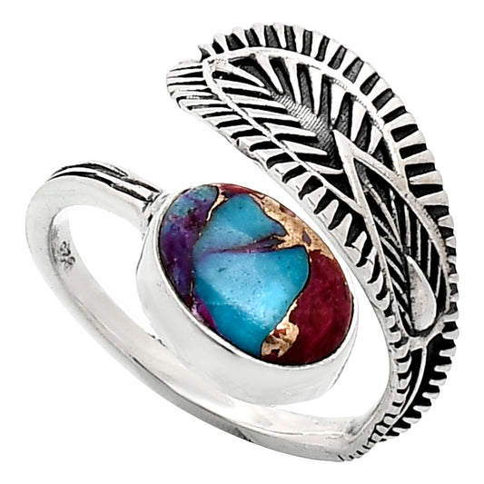 Adjustable - Kingman Pink Dahlia Turquoise Ring size-7.5 R-1116 SDR243842
