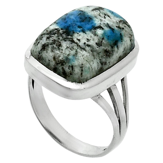 Natural K2 Blue - Azurite In Quartz Ring size-7 R-1006 SDR244058