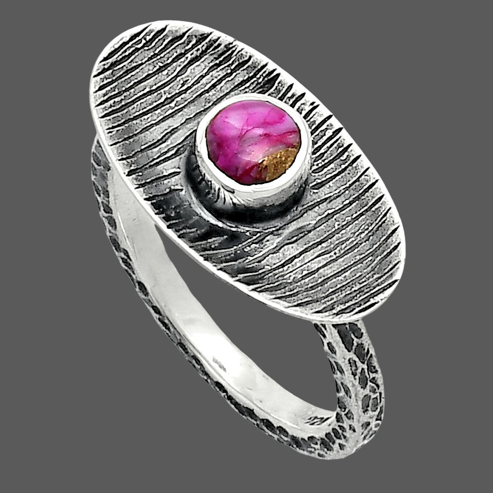 Kingman Pink Dahlia Turquoise Ring size-7 R-1573 SDR244199
