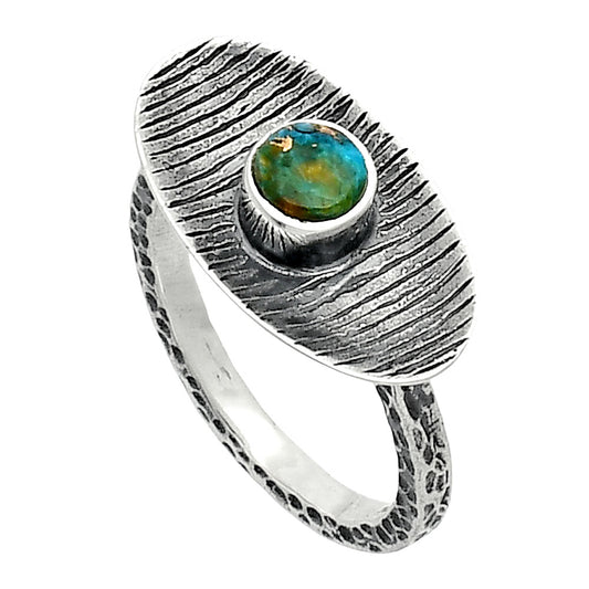 Kingman Copper Teal Turquoise Ring size-7 R-1573 SDR244203