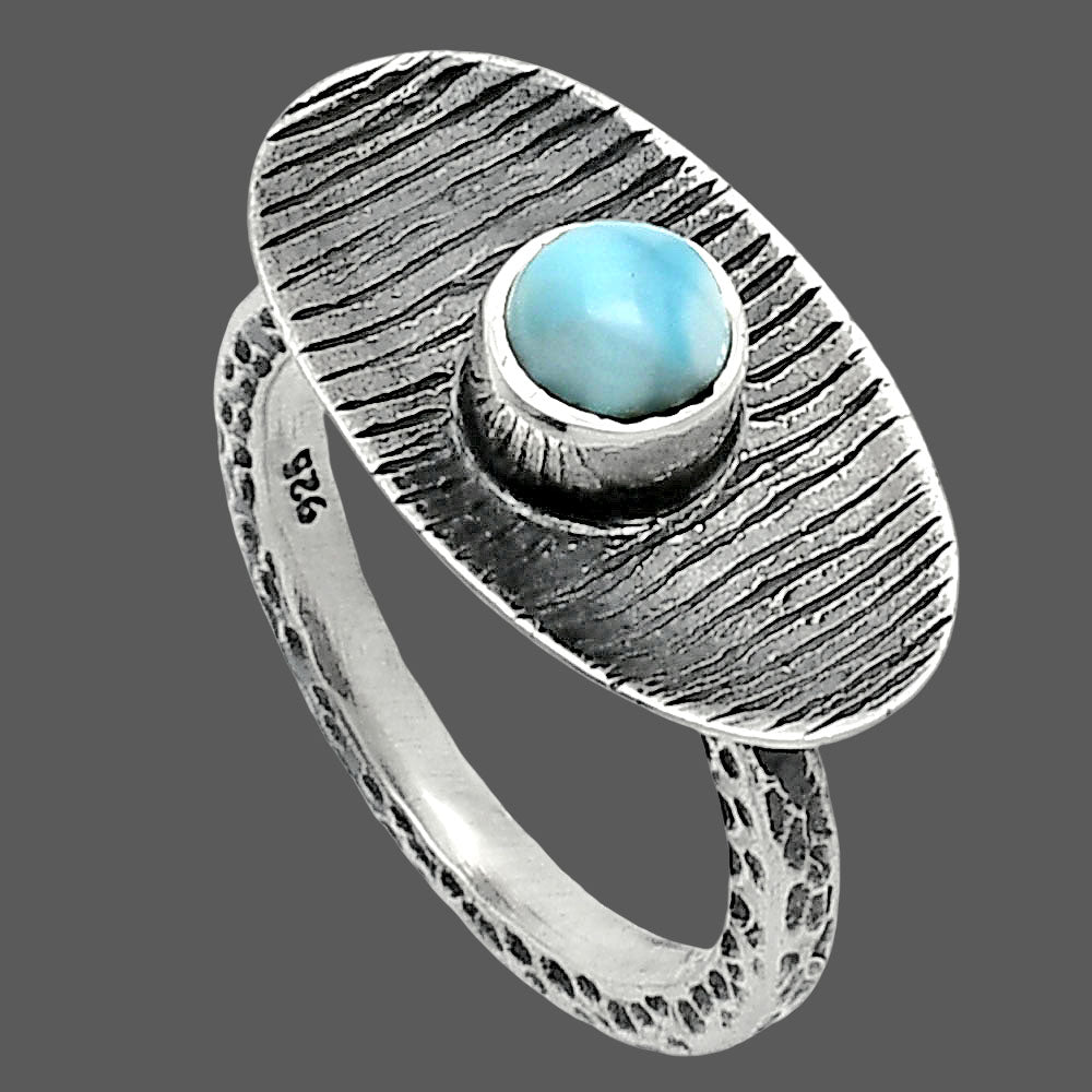 Natural Larimar (Dominican Republic) Ring size-6 R-1573 SDR244273