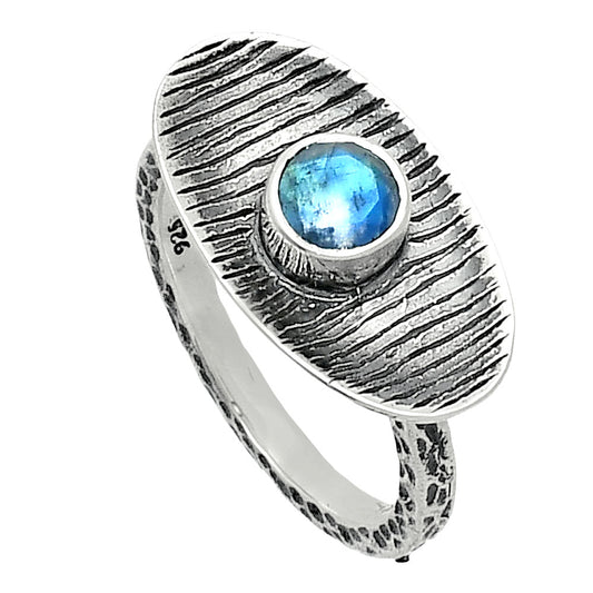 Faceted Rainbow Moonstone - India Ring size-7 R-1573 SDR244285