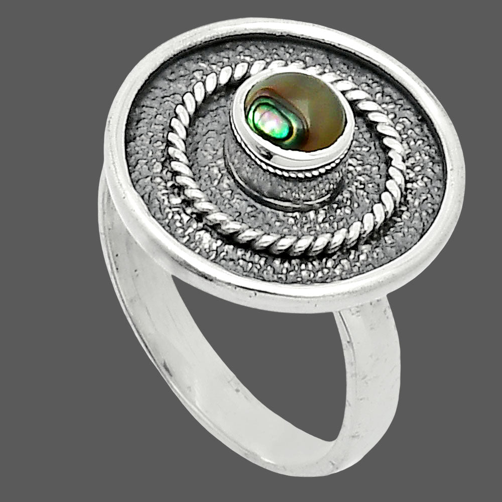 Natural Copper Abalone Shell Ring size-7 R-1439 SDR244336