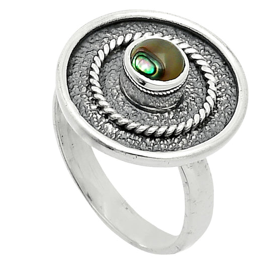 Natural Copper Abalone Shell Ring size-7 R-1439 SDR244336