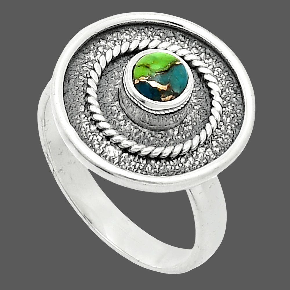 Blue Turquoise In Green Mohave - USA Ring size-8 R-1439 SDR244344