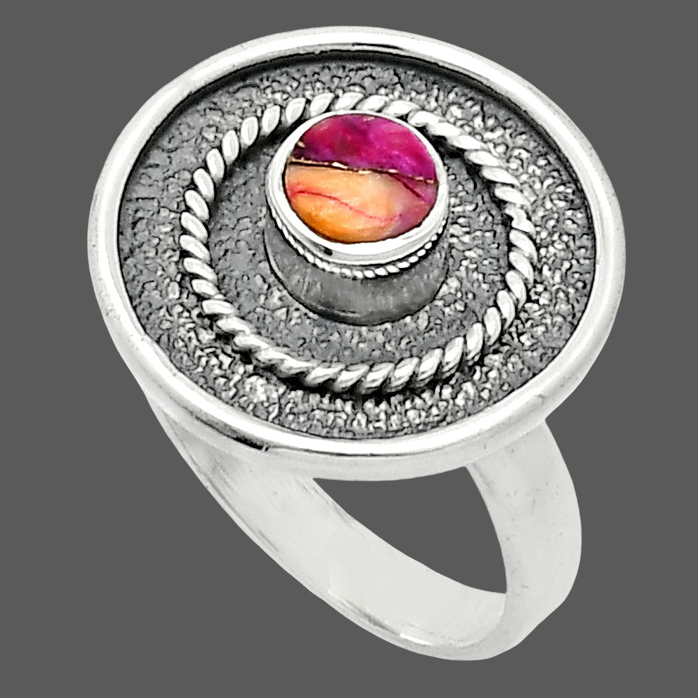 Kingman Orange Dahlia Turquoise Ring size-6 R-1439 SDR244348