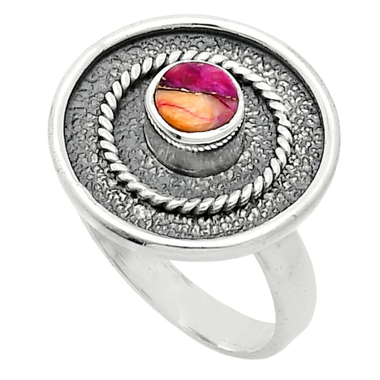 Kingman Orange Dahlia Turquoise Ring size-6 R-1439 SDR244348